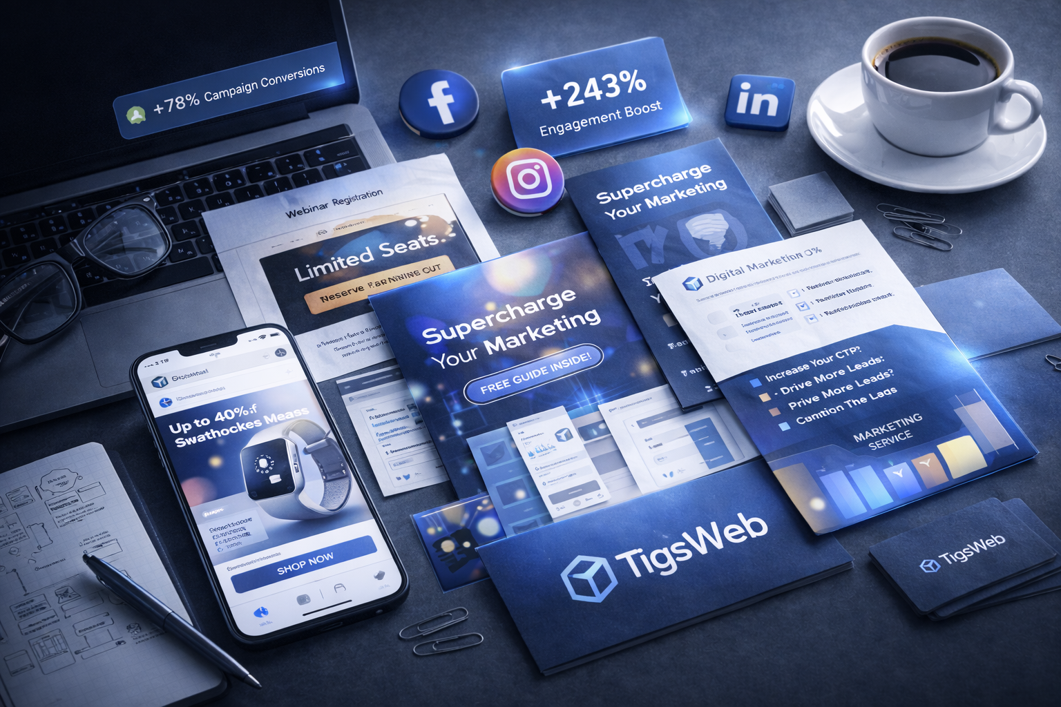 Social and marketing design mockups